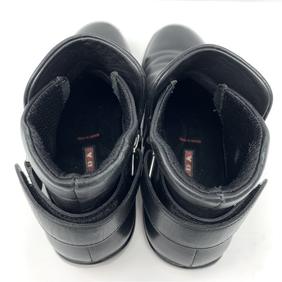 Prada Brushed Leather Ankle Chelsea Boot with Adjustable Back Strap Black Size 6 - Picture 7 of 16